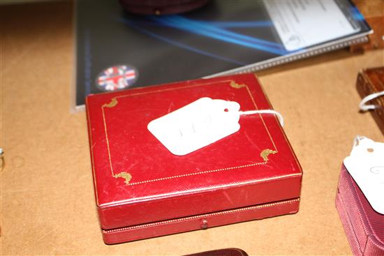 A George VI Cartier silver and yellow metal mounted cigarette case, in original fitted Cartier gilt tooled leather box.